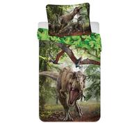 Jerry Fabrics Literie enfants 140x200 Jurassic Park Dinosaures Jurassic World Green 7332 Taie d'oreiller 70x90
