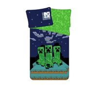 Jerry Fabrics - Parure de lit en coton Minecraft Creeper 2" Bleu/Vert 140 x 200 cm