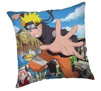 Jerry Fabrics Naruto Coussin décoratif pour enfant 40 x 40 cm avec garnissage en microfibre douillette et taie d'oreiller en polyester doux. Impression recto-verso de haute qualité. Coussin douillet