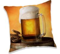 Jerry Fabrics Oreiller décoratif 40x40 Tasse à bière 9589 Oreiller Un oreiller cadeau pour les jeunes buveurs de bière