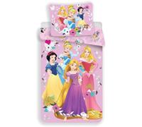 Jerry Fabrics Parure de lit 2 pièces Enfant Les Princesses 100% Coton, Housse de Couette 140cm X200cm + Une taie d'oreiller 50X70cm