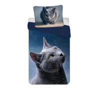 Jerry Fabrics Parure de lit Cat Dark 140 x 200 cm, 70 x 90 cm en microfibre