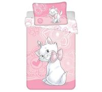 Jerry Fabrics Parure de Lit Marie Aristochats, 100% Coton, Housse de Couette 100x135 cm et Taie d'oreiller 40x60 cm, Rose