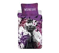 Jerry Fabrics Parure de lit Mercredi Raven - Noir élégant - Housse de couette 140x200 cm et taie d'oreiller 70x90 cm - Doux, durable et lavable en machine