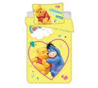 Jerry Fabrics Parure de lit pour bébé Enfant : Housse de Couette 100 x 135 cm et taie d'oreiller 40 x 60 cm, Motif réversible Disney Winnie l'ourson, 100% Coton, pour garçons et Filles