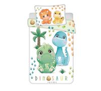 Jerry Fabrics Parure de lit pour bébé - Motif : Dinosaure Friends, Tricératops Brachiosaurus Ptérodactylus T-Rex Stegosaurus, Housse de Couette 100 x 135 cm et taie d'oreiller 40 x 60 cm, 100% Coton