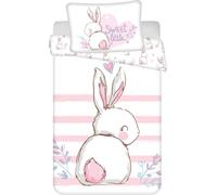 Jerry Fabrics Parure de lit pour bébé, motif lapin, rose, 100 x 135 cm + 40 x 60 cm