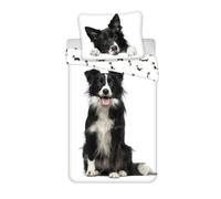Jerry Fabrics Parure de lit pour chien Border Collie - Housse de couette 140 x 200 cm et taie d'oreiller 70 x 90 cm - Certifié Öko-Tex - 100 % coton avec fermeture éclair - Réversible