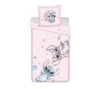 Jerry Fabrics Parure de Lit Stitch & Angel Universe, 100% Coton, Housse de Couette Enfant 135x200 cm + Taie d'oreiller 80x80 cm