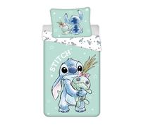 Jerry Fabrics Parure de Lit Stitch Buddies 100% Coton, Housse de Couette Réversible 140x200 cm + Taie d'oreiller
