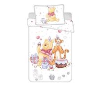Jerry Fabrics Parure de lit Winnie l'ourson pour lit bébé | Housse de Couette 100 x 135 cm + taie d'oreiller 40 x 60 cm | 100% Coton | Parure de lit Douce pour bébé ou Petit lit