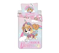 Paw Patrol Parure de lit pour enfant I Believe in Unicorns - Skye Licorne arc-en-ciel Nuage Housse de couette 140 x 200 cm + taie d'oreiller 70 x 90 cm 100 % coton