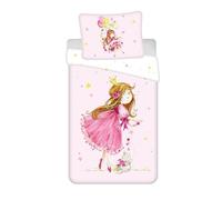 Jerry Fabrics Princesse Parure de lit enfant Motif conte de fées étoiles et ballons Housse de couette 140 x 200 cm + taie d'oreiller 70 x 90 cm 100 % coton