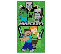 Jerry Fabrics Serviette de bain pour enfant - Drap de bain - Serviette de plage - Serviette de douche pour fille et garçon - 100 % coton - 70 x 140 cm (Minecraft)