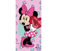 Jerry Fabrics Serviette de plage 70x140 Mini Mouse rose coton cœur 23 août