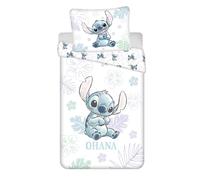 Jerry Fabrics Stitch Angel Ohana Parure de lit | Housse de Couette réversible 140 x 200 cm et Grande taie d'oreiller 70 x 90 cm | 100% Coton Blanc