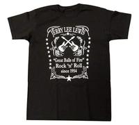 Jerry Lee Lewis 'Great Balls of Fire' Rock 'N' Roll Unisex O-Neck 100% Cotton Short-Sleeve T-Shirts Black XXL