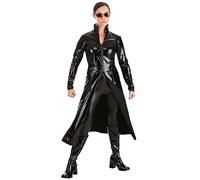 Jerry Leigh The Matrix Trinity Fancy Dress Costume for Women, Long Black Jacket for Matrix Cosplay Party & Halloween Couples Fancy Dress Costumes X-Small