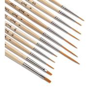 Jerry Q Art 12 Pcs Detail Paint Brushes, Golden Synthetic Hair, High Performance for Oil, Acrylic and Watercolor JQ-503 by