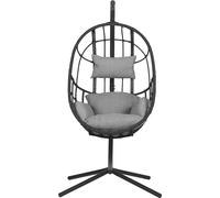 Jerry salon de jardin fauteuil suspendu avec coussin gris.