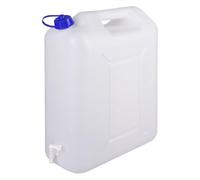 Jerrycanshop Jerrican en plastique (PEHD) 20 l avec robinet - Bidon pour eau et nourriture - Bidon d'eau - 20 l - Plastique (PEHD) - Sans BPA - Naturel