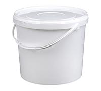 Jerrycanshop - Seau avec couvercle | 10 l | 100% hermétique et liquide | Seau en plastique avec couvercle et poignée adapté pour aliments | Seau vide, rond, sans BPA, blanc