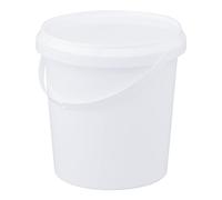 Jerrycanshop Seau avec couvercle, 100 % étanche à l'air et aux liquides, convient à un usage alimentaire, seau de stockage, seau en plastique avec anse - Vide - Seau rond - Sans BPA - Blanc