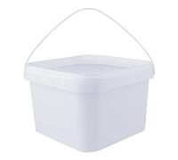 Jerrycanshop Seau avec couvercle, 3,5 l, 100 % étanche à l'air et aux liquides, convient à un usage alimentaire, seau de stockage, seau en plastique avec anse, vide, seau carré, sans BPA, blanc