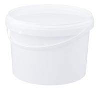 Jerrycanshop Seau avec couvercle, 3 l, 100 % étanche à l'air et aux liquides, convient à un usage alimentaire, seau de stockage, seau en plastique avec anse, vide, seau rond, sans BPA, blanc