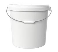 Jerrycanshop Seau avec couvercle, 31,5 l, 100 % étanche à l'air et aux liquides, convient à un usage alimentaire, seau de stockage, seau en plastique avec anse, vide, seau rond, sans BPA, blanc