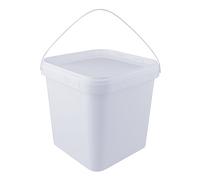 Jerrycanshop Seau avec couvercle, 5,4 l, 100 % étanche à l'air et aux liquides, convient à un usage alimentaire, seau de stockage, seau en plastique avec anse, vide, seau carré, sans BPA, blanc