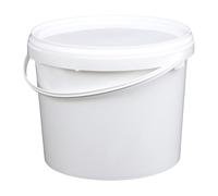 Jerrycanshop Seau Avec Couvercle 5 L - 100% Étanche à l'Air et Aux Liquides, Usage Alimentaire, Stockage, Plastique Avec Anse, Rond, Sans BPA, Blanc