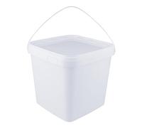 Jerrycanshop Seau avec couvercle, 8,7 l, 100 % étanche à l'air et aux liquides, convient à un usage alimentaire, seau de stockage, seau en plastique avec anse, vide, seau carré, sans BPA, blanc
