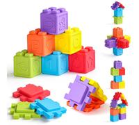 jerryvon Jouet Bebe 6 Mois, Cube Empiler d'Activité Bébé, Jeux Bebe 1 an, Jouet Montessori Bebe 6-12 Mois, Jouet Dentition Bébé 1 an, Jeux d Eveil et Sensoriel Bebe 1 an Cadeau Bebe Éducatif