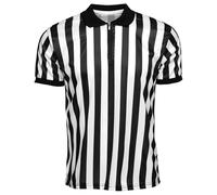Jersey arbitre - chemise de sport à rayures respirantes, uniforme à col à manches courtes | Conception de vêtements d'équipe prête à sifflet Athletic, Top de la performance de l'arbitre à séchage