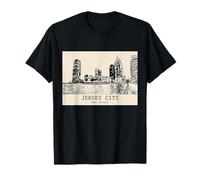 Jersey City NJ Vintage Skyline Dessin T-Shirt
