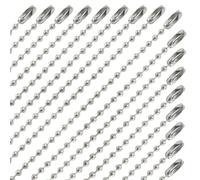 Jersvimc Lot de 100 chaînes à billes de 61 cm, collier de chaîne pour plaque d'identité chien, 2,4 mm de diamètre de chaque perle, chaîne à perles plaquées nickel pour loisirs créatifs, porte-clés et