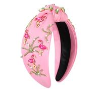 JERTOCLE Bandeau flamant rose tropical pour femme - Bandeau noué avec nœud supérieur - Pour l'été, la plage, les vacances - Cadeau
