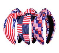 JERTOCLE Bandeau noué du 4 juillet pour femme, drapeau patriotique, étoiles, drapeau américain, drapeau américain, rouge, blanc, bleu, accessoire pour cheveux, cadeau