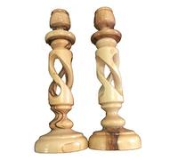 Jerusalem Bethléem en Bois d'olivier Traditionnel Paire bougeoirs 18 cm