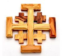 Jerusalem Croix en bois d'olivier fabriquée à Bethléem (taille L/8 x W/8 cm)