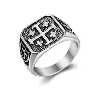 Jérusalem Croix Religion Titane Acier Hommes Anneaux Simple Rétro Punk Hip hop Rock pour Homme Petit Ami Motard Bijoux Créativité Cadeau