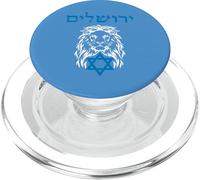 Jérusalem en hébreu avec Le Lion de Juda et l'étoile de David PopSockets PopGrip pour MagSafe