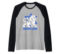 Jérusalem Israël Lion Rising Juif Star of David Vintage Manche Raglan