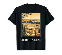 Jérusalem Israël Ville Historique Vintage Voyage Rétro Illustration T-Shirt