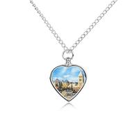 Jérusalem Old City Church_ Collier urne pour chien, chat, cendres, cœur, animaux domestiques, pendentif funéraire, étanche, bijoux commémoratifs, cadeaux pour femmes et hommes