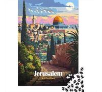 Jerusalem Paysage Urbain Puzzle 1000 Pièces Papier Puzzle pour Adultes Coucher de Soleil Puzzle en Famille Cadeau Relaxant 70x50cm/1000pcs