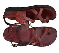 Jerusalem Sandales en cuir style romain 06, marron foncé, 41 EU Ancho