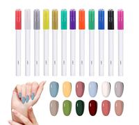 Jeruytgh Lot de 12 stylos à vernis à ongles gel à séchage rapide | Stylos de peinture pour ongles | Pour fêtes, salon de manucure à domicile, projet d'entraînement