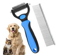 Jeruytgh Peigne à nœuds en poils de chat, peigne à nœuds pour animaux de compagnie pour chiens,Peigne d'épilation double face pour animaux de compagnie - Brosse droite Dense de toilettage pour animaux